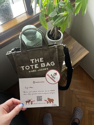 Customer photo review of Marc Jacobs Women's The Canvas Small Tote Bag Slate Green
