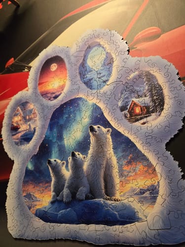 Customer photo review of Polar bear tracks  Wooden Jigsaw Puzzle