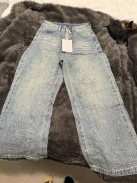 Customer photo review of Aelfric Eden Rhinestone Baggy Jeans