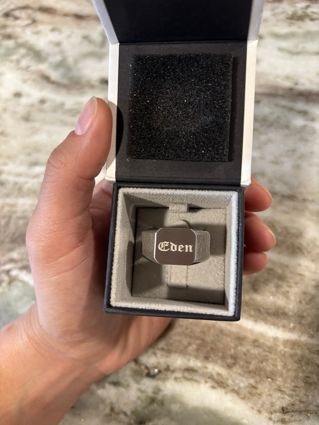 Customer photo review of Matte & Shiny Signet Ring