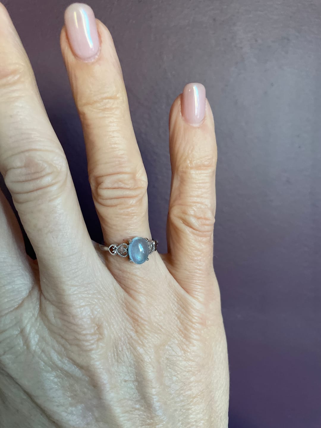 Customer photo review of Bague Ajustable "Cristal de Mer" en Aigue-Marine