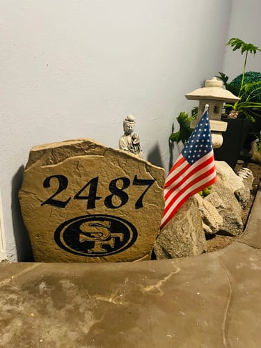 Customer photo review of San Francisco 49ers Design-A-Stone Landscape Art Address Stone