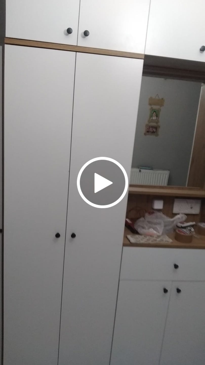 Customer video review of Rani EA142 Portmanto Çekmeceli Aynalı Askılı Ayakkabılık Vestiyer Sepet Ceviz - Beyaz