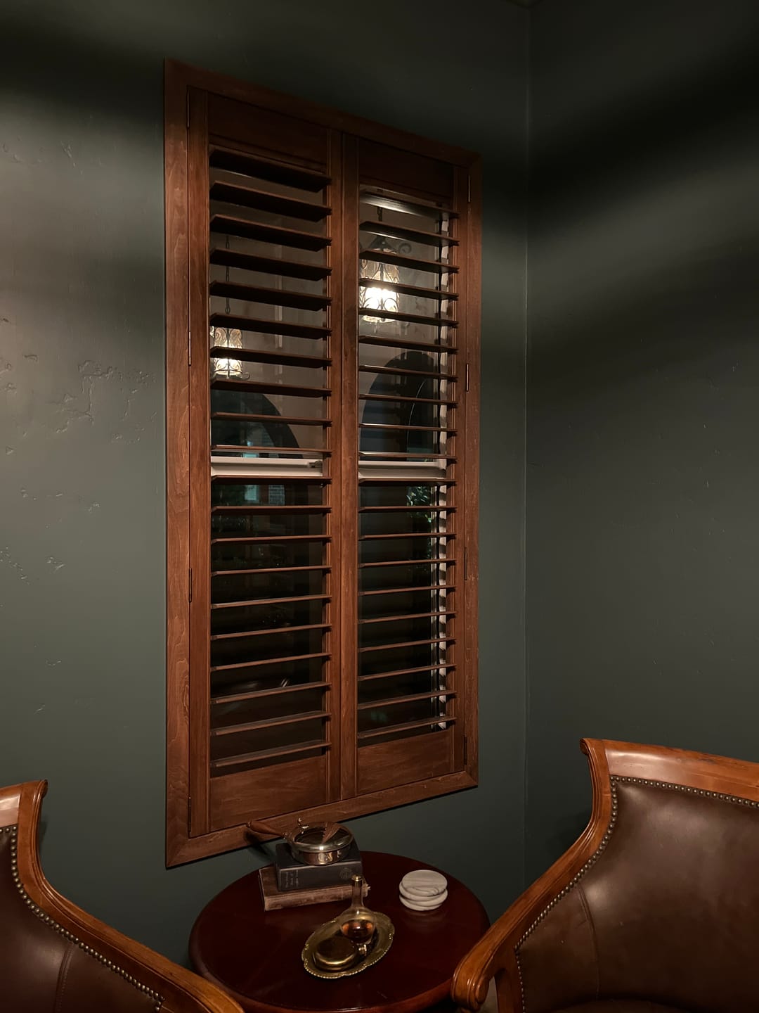 Customer photo review of Stained Wood Plantation Shutter