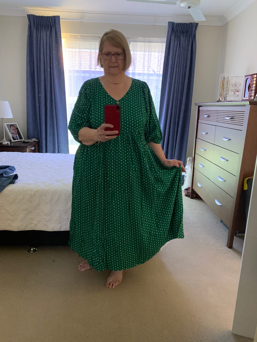 Customer photo review of Chelsa Midi Dress in Emerald