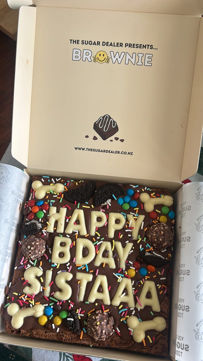 Customer photo review of Custom message dick brownie