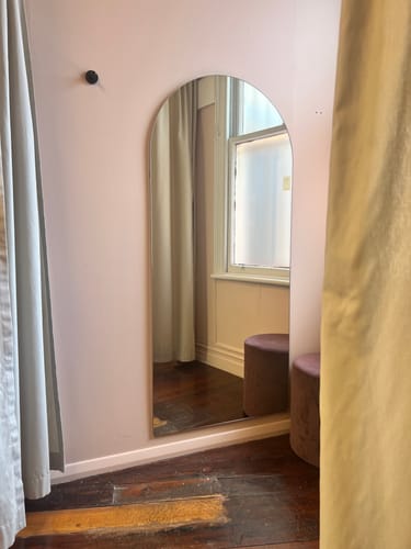 Customer photo review of Frameless Arch Full Length Mirror