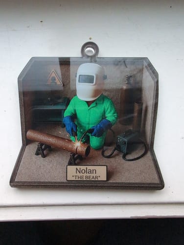 Customer photo review of Custom Welder Christmas Ornament - Personalized Name Welding Scene Xmas Decor | Engraved Gift For Welders, Metal Fabricators & Mechanics