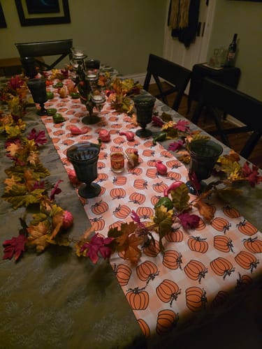 Customer photo review of Subtle F*ck Trump Fall Pumpkin Table Runner