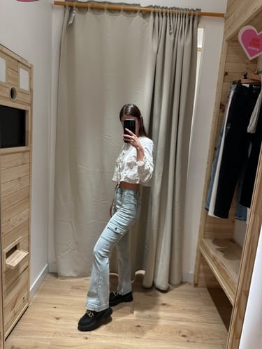 Customer photo review of Pants Flare Cargo Green