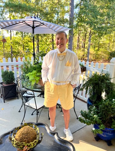 Customer photo review of Light Yellow Solid Pre-tied Bow Tie Hanky Cufflinks Set