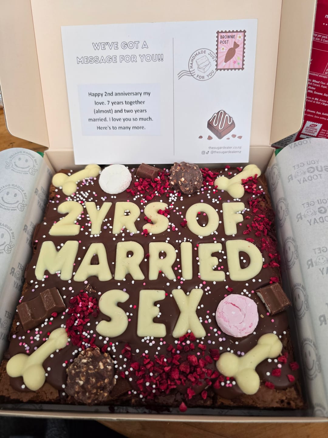 Customer photo review of Custom message dick brownie