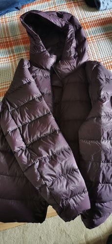 Customer photo review of Uniqlo Women's Ultra Light Down Parka Purple