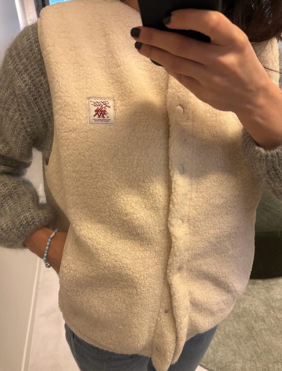 Customer photo review of Veste Sherpa Beige