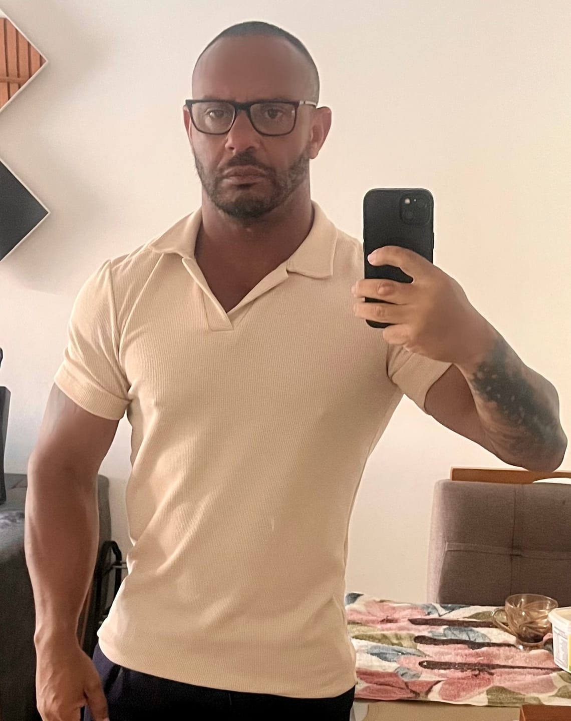 Customer photo review of Camisa Polo Italiana Tricot Bege