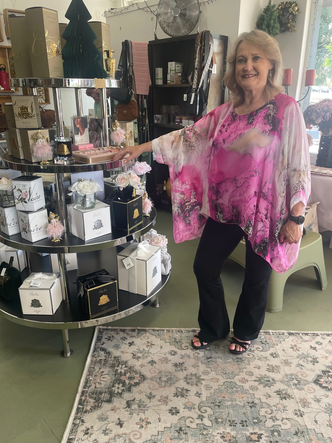 Customer photo review of Netty Silk Dress in Granite