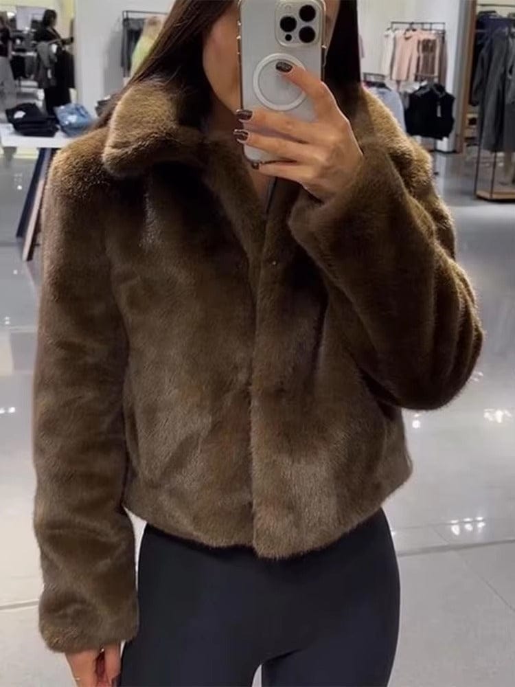Customer photo review of Abby Short Faux Fur Collared Coat
