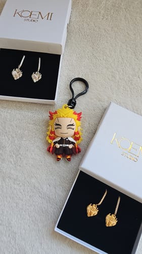 Customer photo review of Flame Hashira Earrings