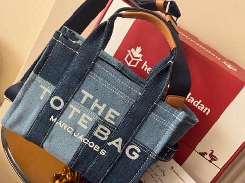 Customer photo review of Marc Jacobs Women's The Denim Small Tote Bag Blue