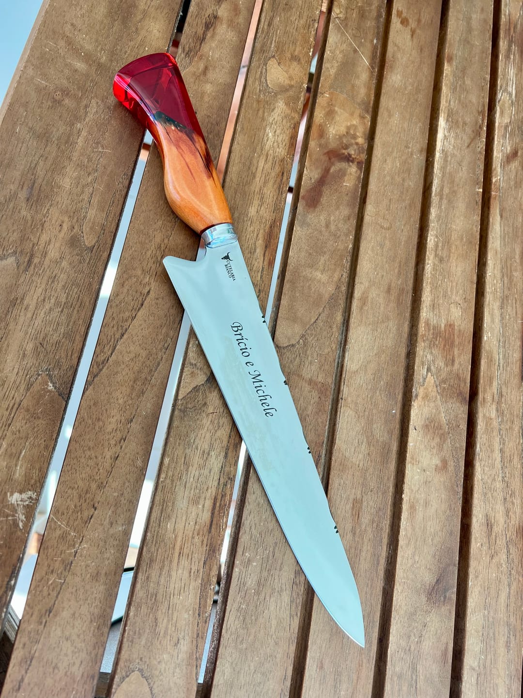 Customer photo review of Faca artesanal - Coleção Chama Eterna - Especial para Churrasco e Culinária