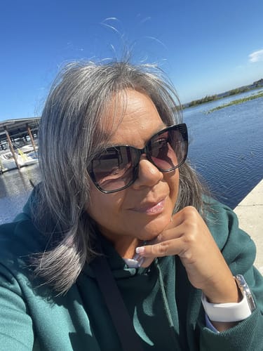 Customer photo review of Luvwin 5x5 Salt And Pepper Glueless Gray Color Pre-Cut Lace Straight Bob Wig For Black Women