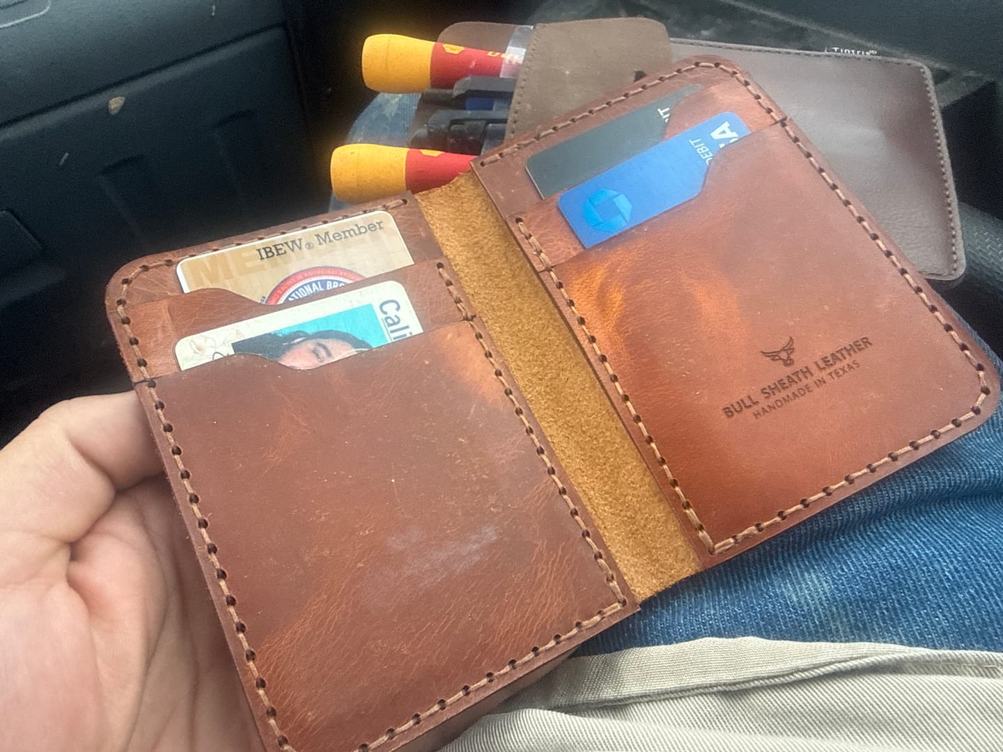 Customer photo review of The Tyler Vertical Wallet