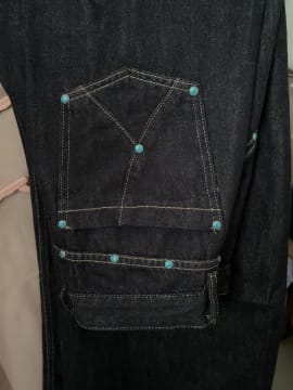 Customer photo review of Aelfric Eden Baggy Barrel Rivet Raw Jeans