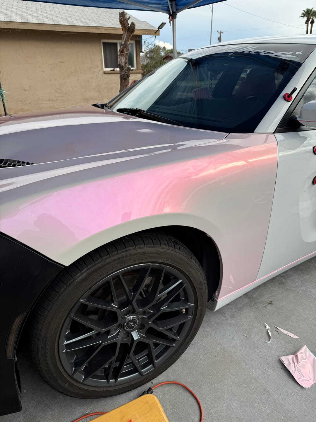 Customer photo review of Candy Metallic Pink White Vinyl Wrap