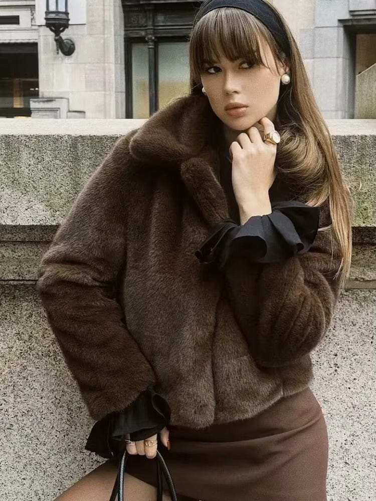 Customer photo review of Abby Short Faux Fur Collared Coat