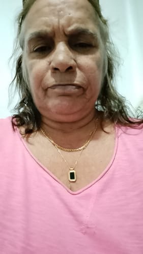 Customer photo review of Gilded Noir Black Shell Necklace in Gold