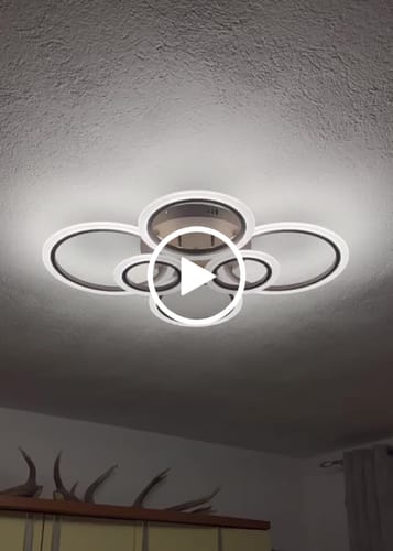 Customer video review of Lustra LED 4+2 CIRCLE MAXI BROWN Echivalent 600W Telecomanda
