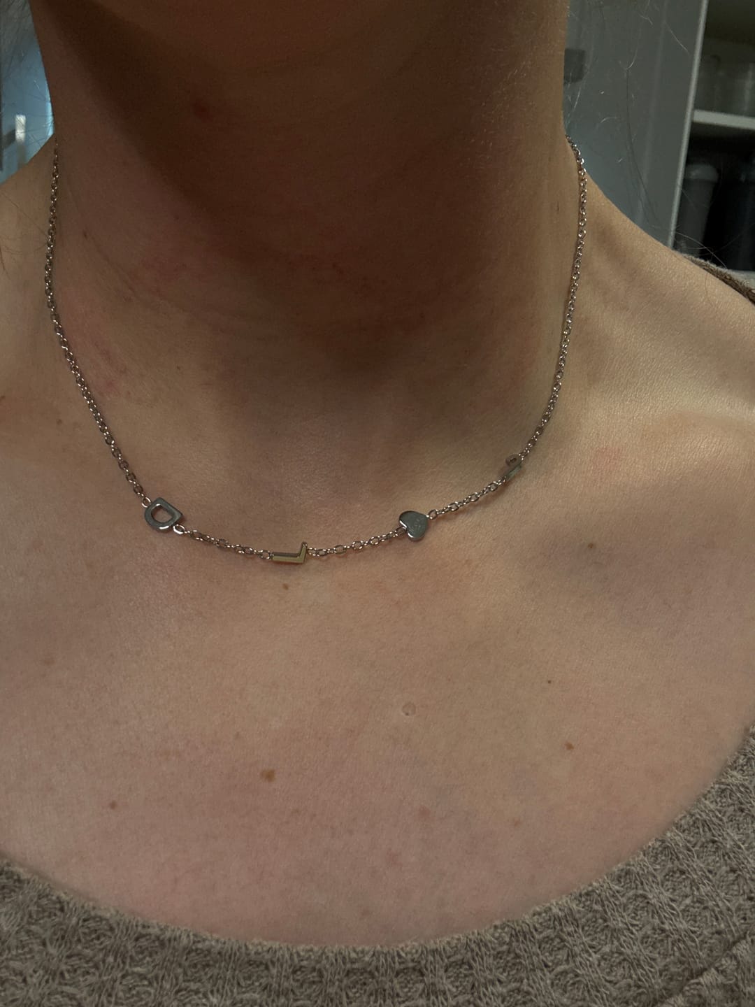 Customer photo review of Custom Sideways Initial Necklace