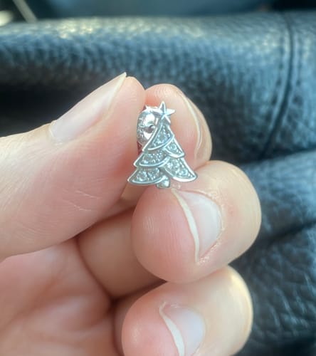 Customer photo review of Cubic Zirconia Christmas Tree Stud Earrings in Sterling Silver