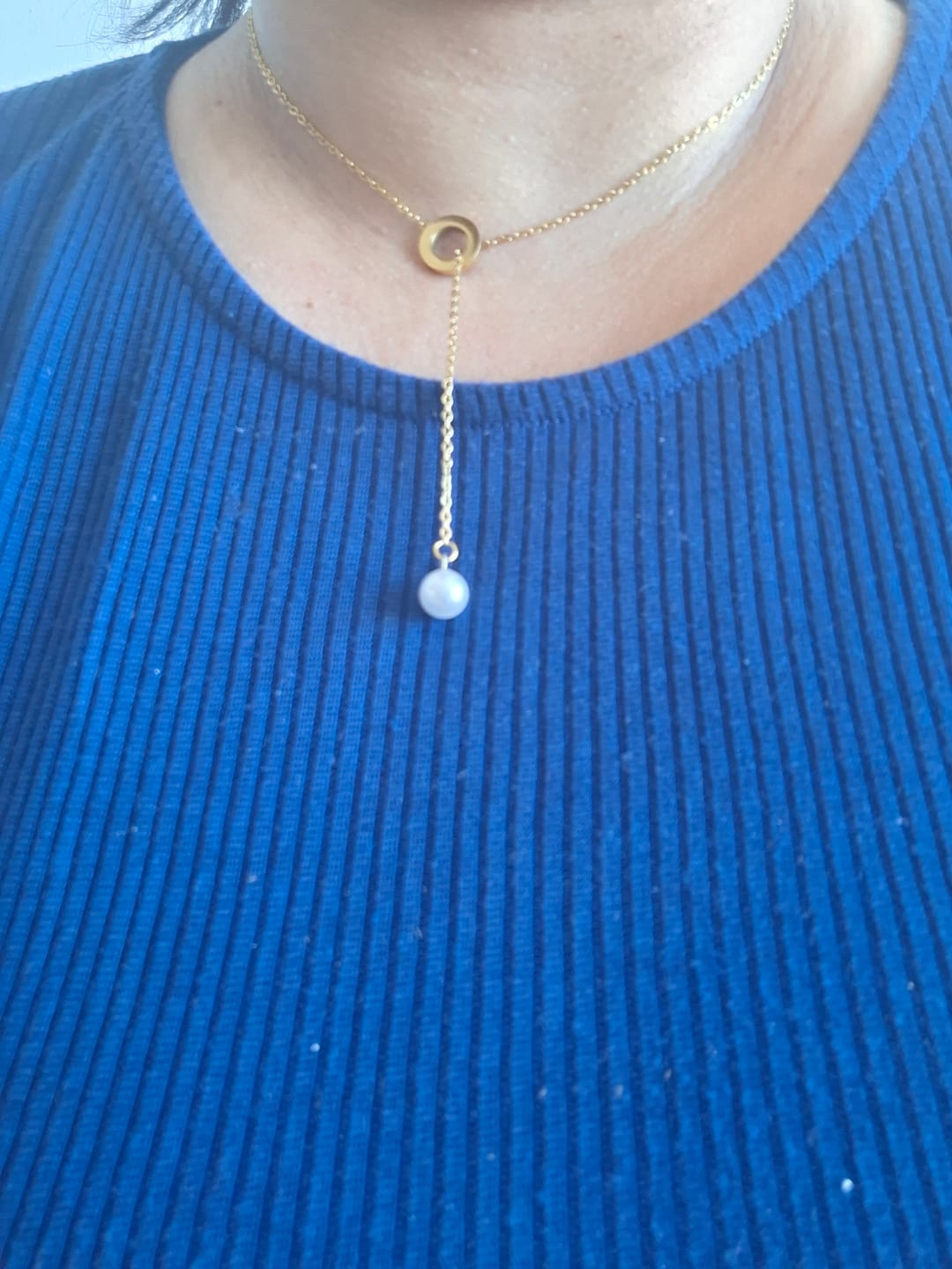 Customer photo review of Colar Sicília Pérola Banhado em Ouro 18k