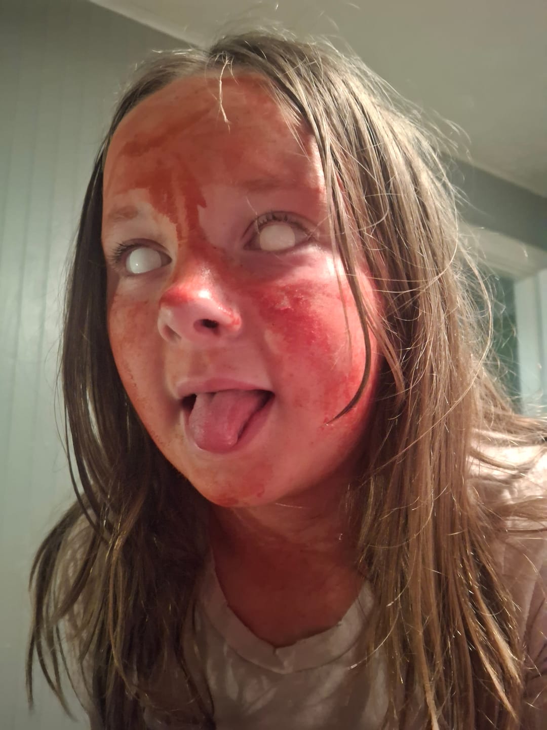 Customer photo review of Halloween White out Colored Contact Lenses