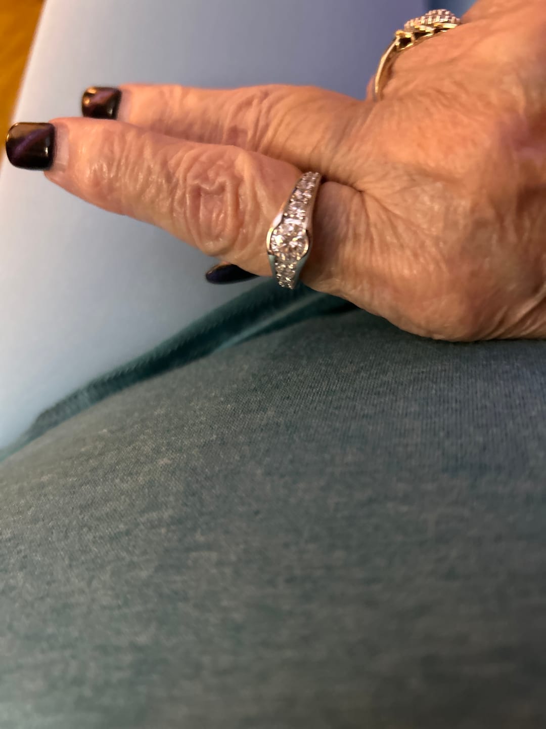 Customer photo review of Bezel Round Moissanite Channel Euro Shank Engagement Ring