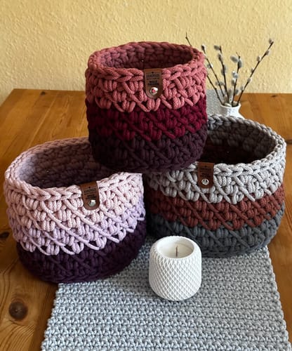 Customer photo review of Label-Set "Handmade" - RotBraun - CS0016 - für Häkelkörbe etc.