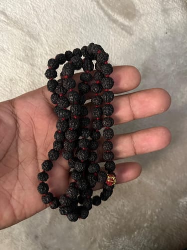 Customer photo review of Pure Black Rudraksha Mala - 108 Beads