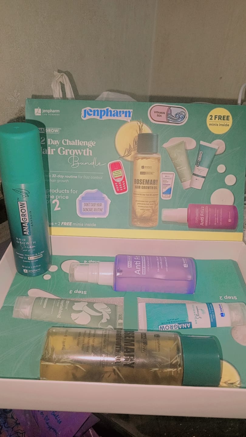 Customer photo review of 32 Day Hair Growth Challenge Bundle