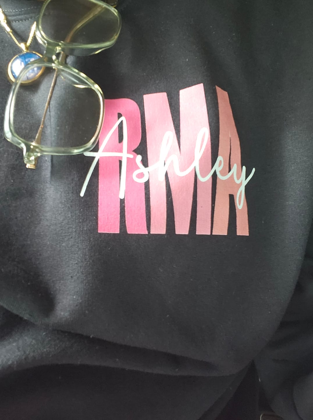 Customer photo review of Personalized Sweatshirt | Blue or Pink Certifications