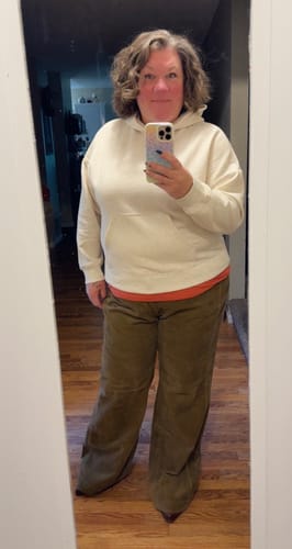 Customer photo review of Judy Blue High Waist Retro Wide Leg Corduroy Pants In Olive