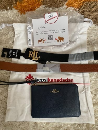 Customer photo review of Polo Ralph Lauren Women's Logo Reversible Pebbled Leather Belt Black/Gold - Hemen Kargoda