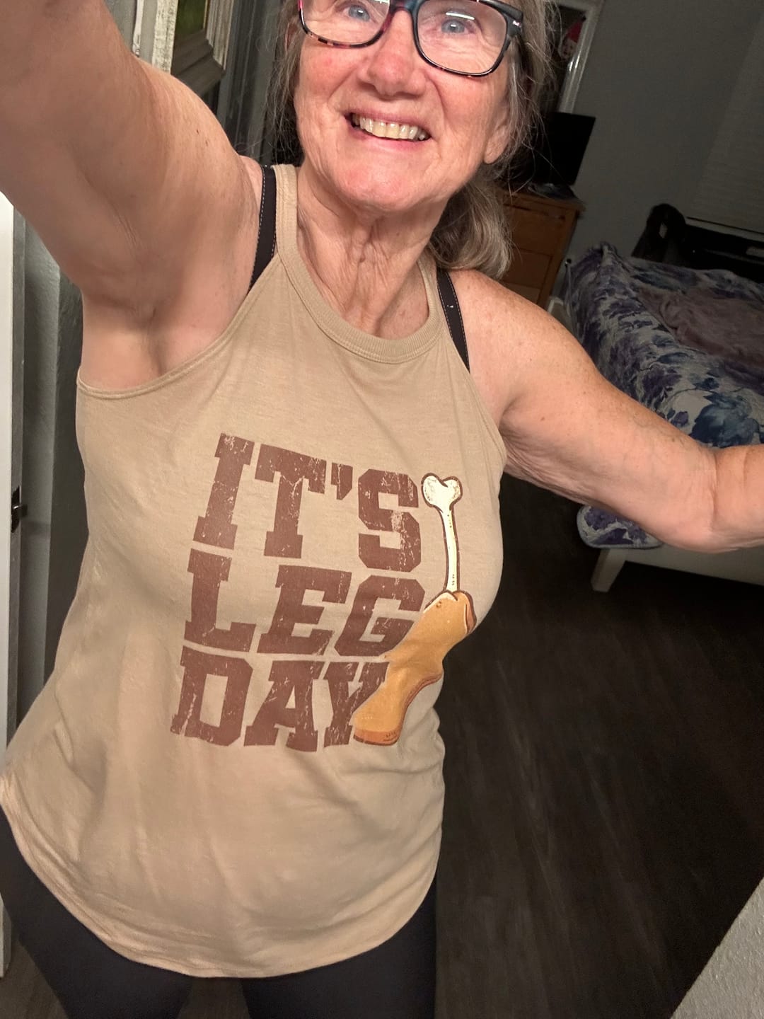 Customer photo review of It's Leg Day Rocker Tank