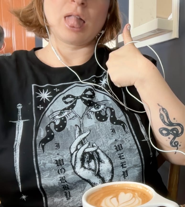 Customer photo review of I Worry, I Weep Crop Tee