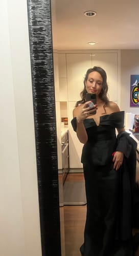Hayley M. review of Onyx Off Shoulder Gown by Zac Posen - RENTAL image 1 out of 1
