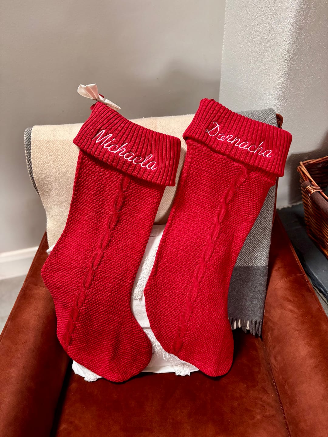 Customer photo review of Limited Edition Red Cableknit Christmas Stocking