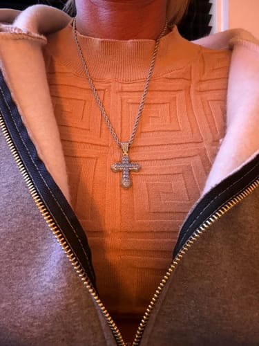 Customer photo review of BLUE CROSS PENDANT.