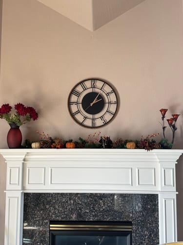 Customer photo review of METAL WALL CLOCK with Wooden Corners