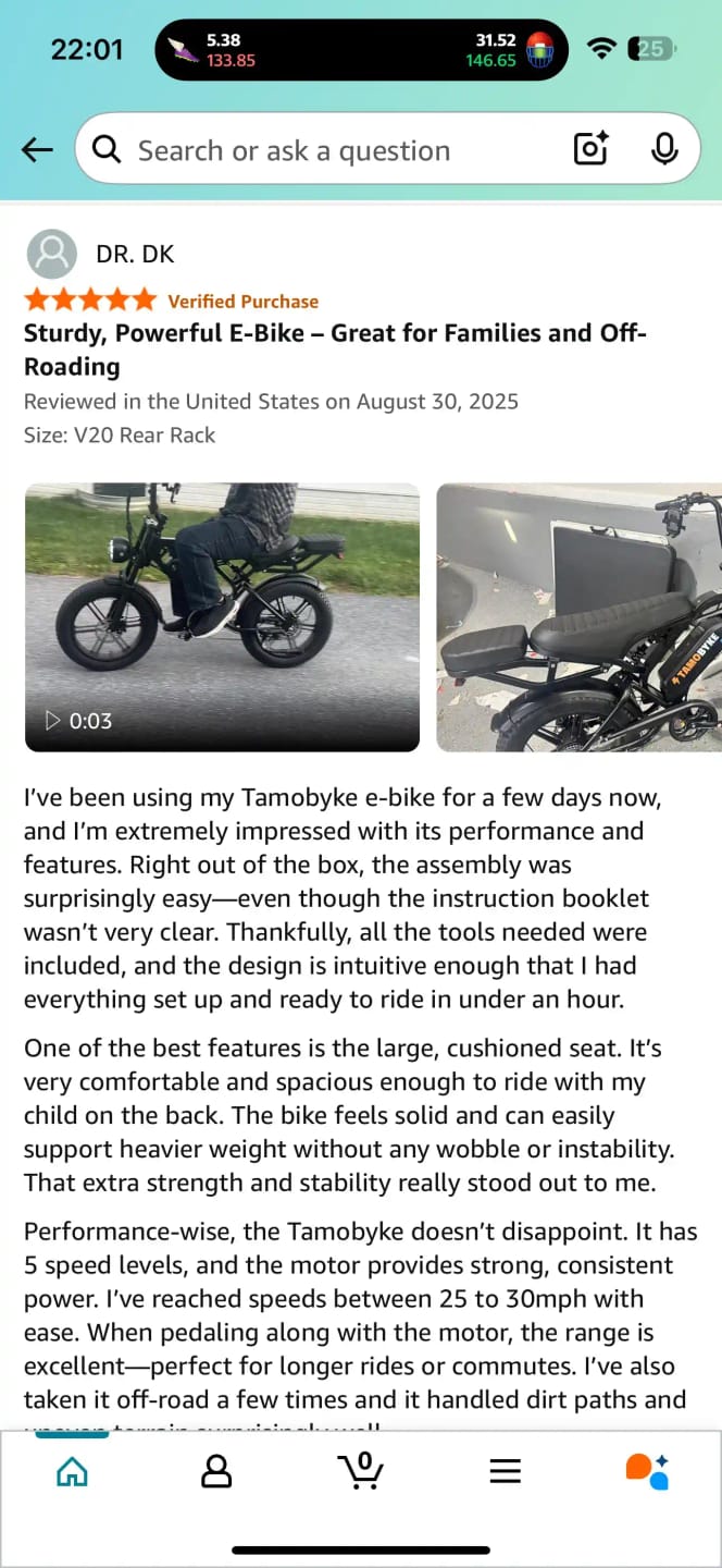 Customer photo review of Tamobyke T73 Electric Bike