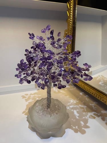 Customer photo review of Serenity Amethyst Lotus Feng Shui Tree – Spiritual Awakening & Peace